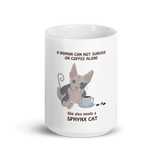 "WOMAN CAN'T SURVIVE ON COFFEE ALONE" COFFEE MUG from ReNewedPet