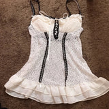 White Lace Grunge Cami Tank Top – Harajuku E-girl Punk Sleeveless Vest From Kawaii Stop
