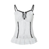 White Lace Grunge Cami Tank Top – Harajuku E-girl Punk Sleeveless Vest From Kawaii Stop
