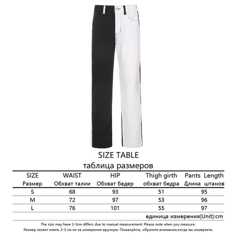 Black and White Patchwork Jeans From Kawaii Stop