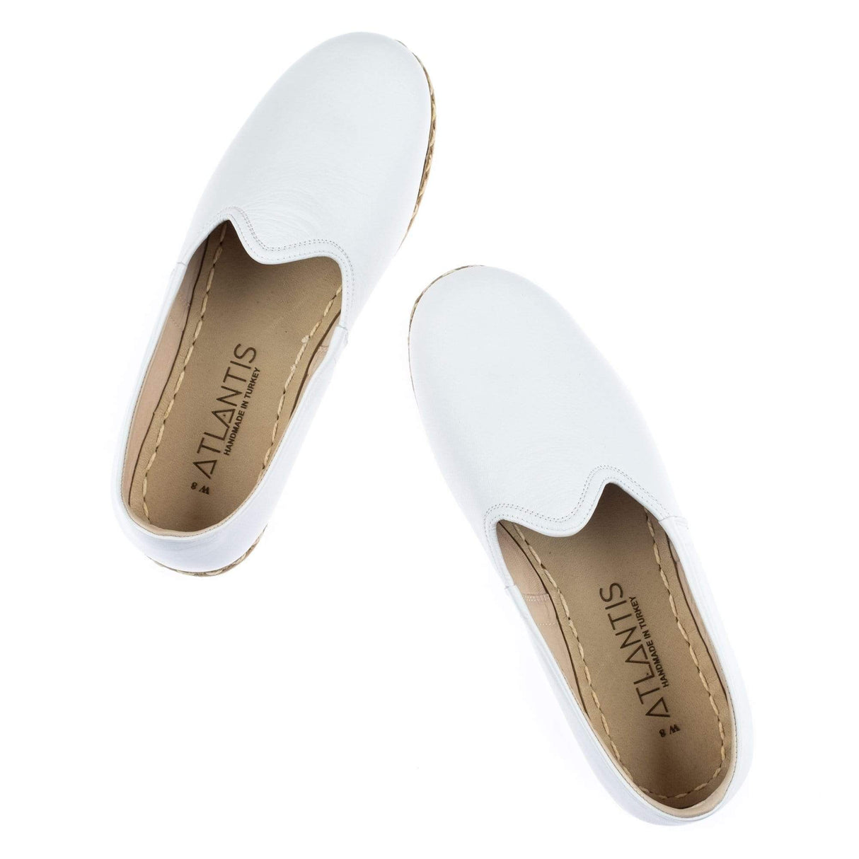 Women's White Slip On Shoes from Atlantis Handmade Shoes