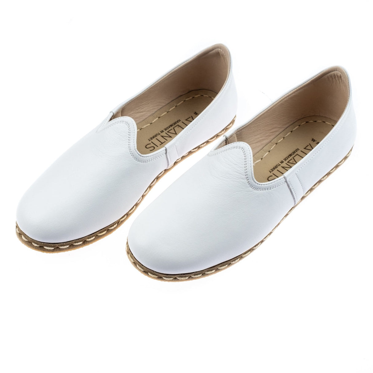 Men's White Slip On Shoes from Atlantis Handmade Shoes