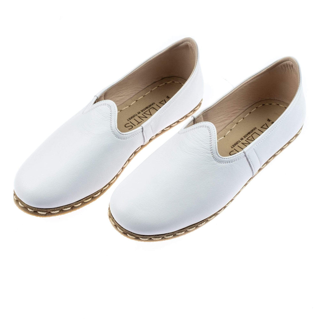 Women's White Slip On Shoes from Atlantis Handmade Shoes