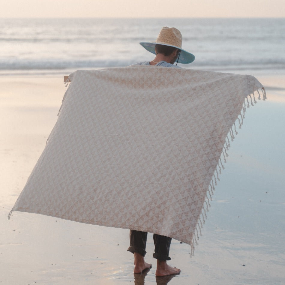 Organic Throw Blanket - Tan & Beige From West Path