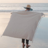 Organic Throw Blanket - Tan & Beige From West Path