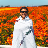 Namaste White Baja Thunderbird Yoga Blanket from West Path