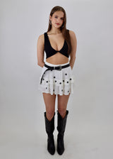 Dancing In The Moonlight Skirt ★ White With Black Stars From Rock N Rags
