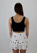 Dancing In The Moonlight Skirt ★ White With Black Stars From Rock N Rags