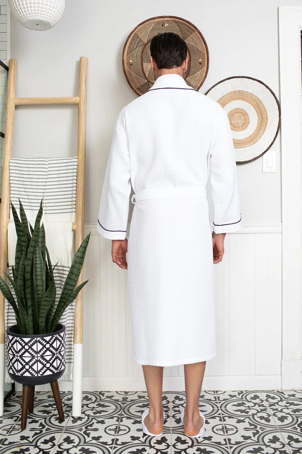 Premium Waffle Piping Robe for Men From Lotus Linen