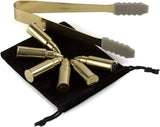Bullet Whiskey Chillers Stones - 1.75in Whiskey Rocks by The Wine Savant Set of 6 - Stainless Steel Bullet Shaped Ice Cubes, Gift Box Come, Tongs and Storage Bag, Whiskey or Scotch Rocks (Gold) from The Wine Savant