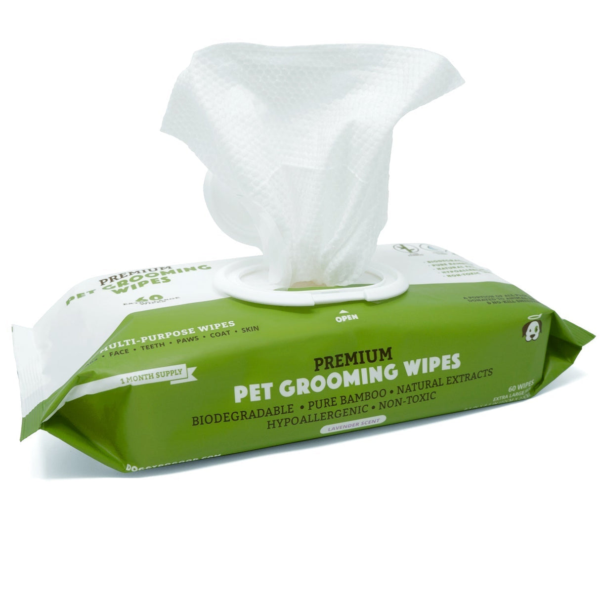 Biodegradable Grooming Wipes - Lavender Scent (60 Wipes) from Doggy Do Good®