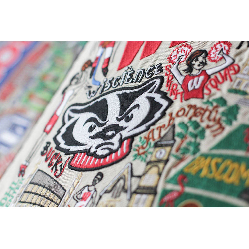 Wisconsin, University of Collegiate Embroidered Pillow by CatStudio from Quirks!