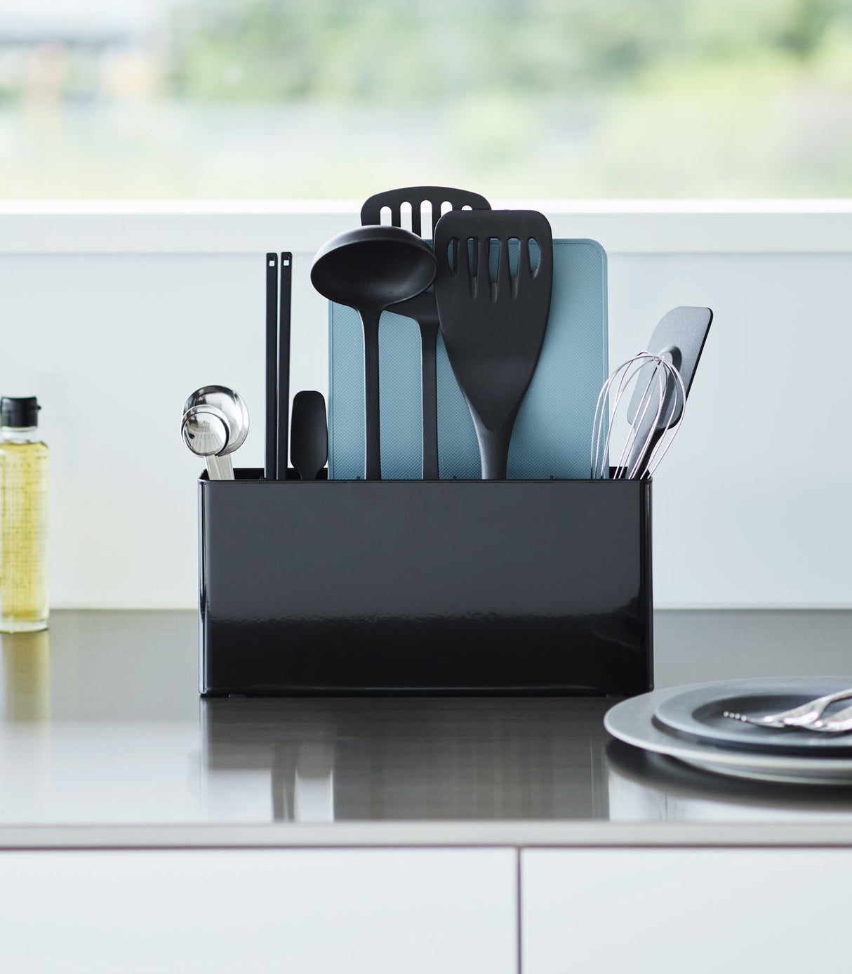 Utensil & Thin Cutting Board Holder - Steel from Yamazaki Home