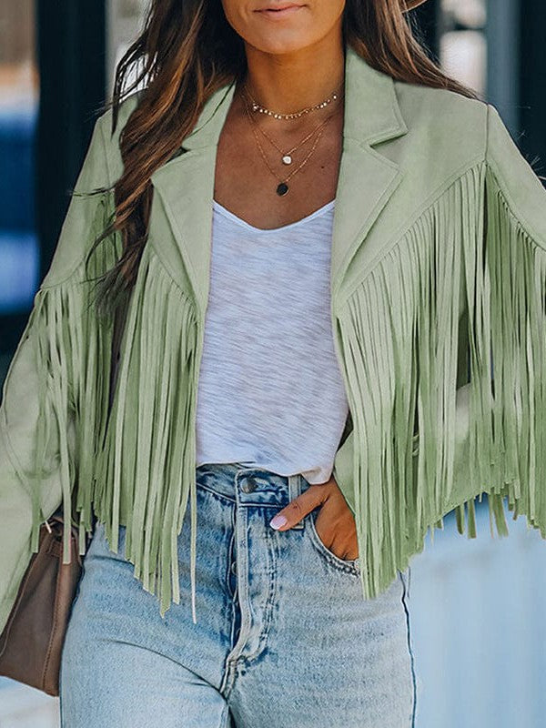 All-Season Fringe Suede Jacket from MsDressly