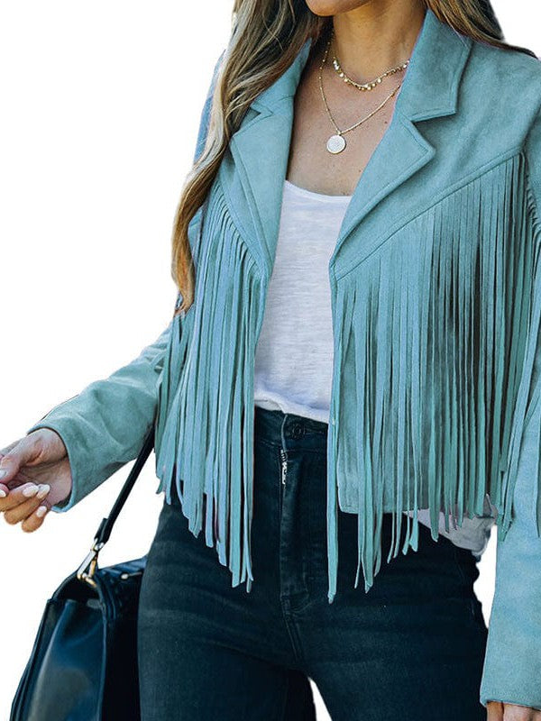 All-Season Fringe Suede Jacket from MsDressly