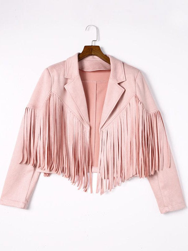 All-Season Fringe Suede Jacket from MsDressly