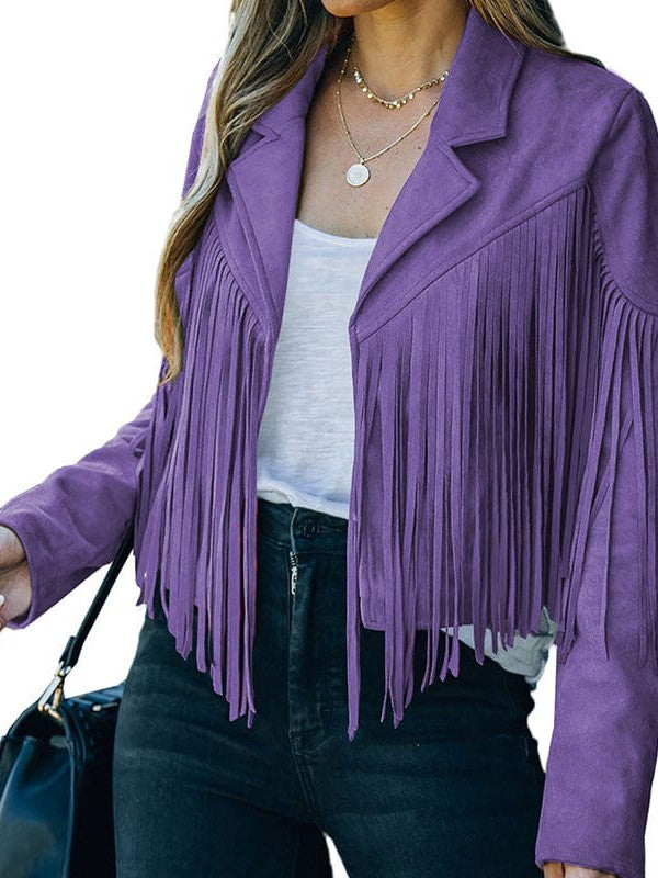 All-Season Fringe Suede Jacket from MsDressly