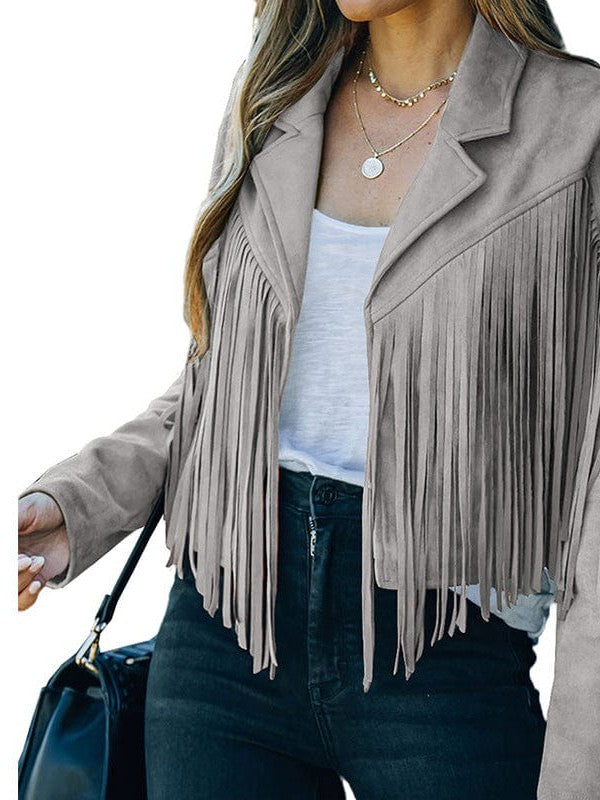 All-Season Fringe Suede Jacket from MsDressly