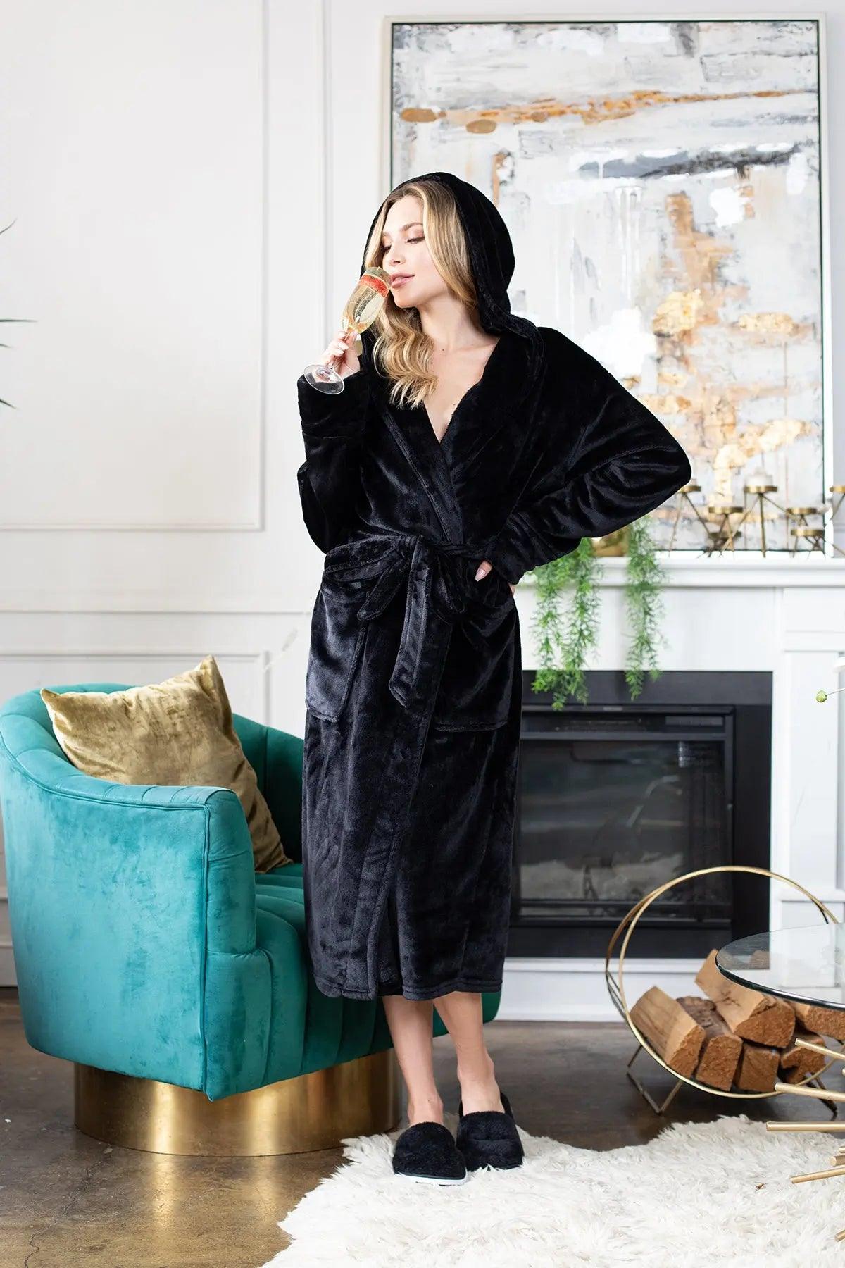 Hooded Plush Bathrobes for Women From Lotus Linen