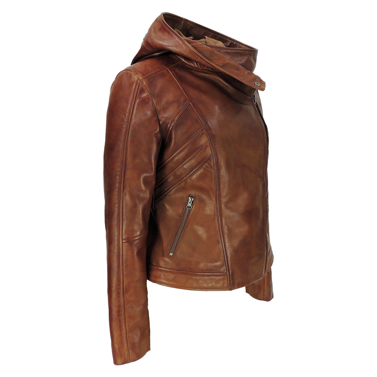 Sasha High Fashion Womens Hooded Leather Jacket from FAD