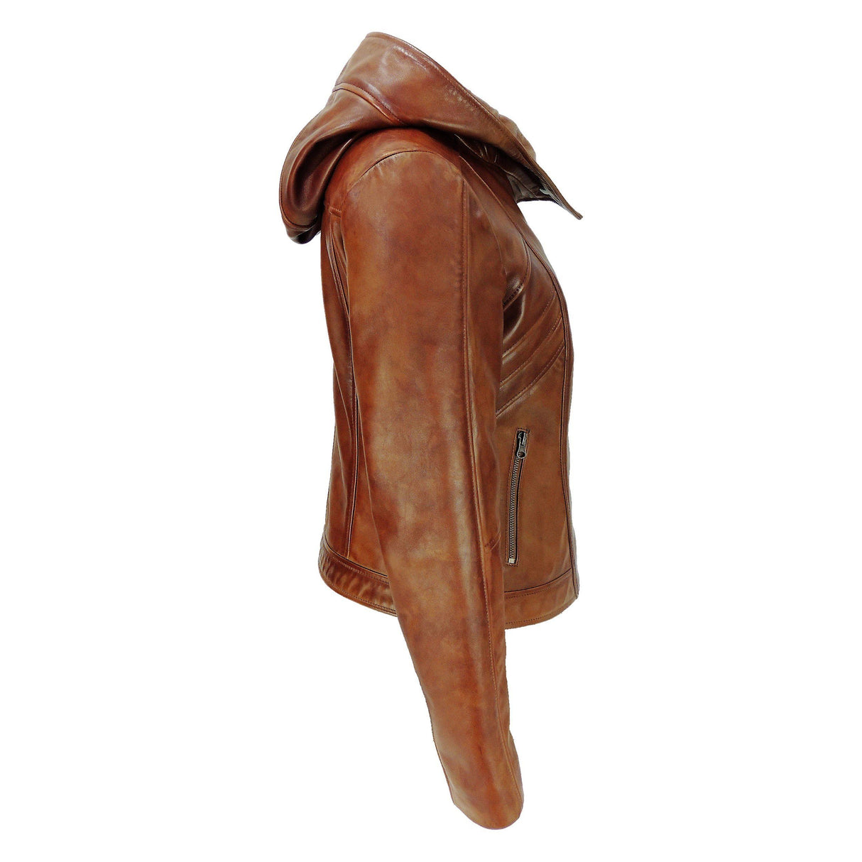 Sasha High Fashion Womens Hooded Leather Jacket from FAD