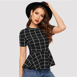 Women's Plaid Design Black Blouse From Kawaii Stop