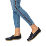 Women's Wrinkled Black Slip On Shoes from Atlantis Handmade Shoes