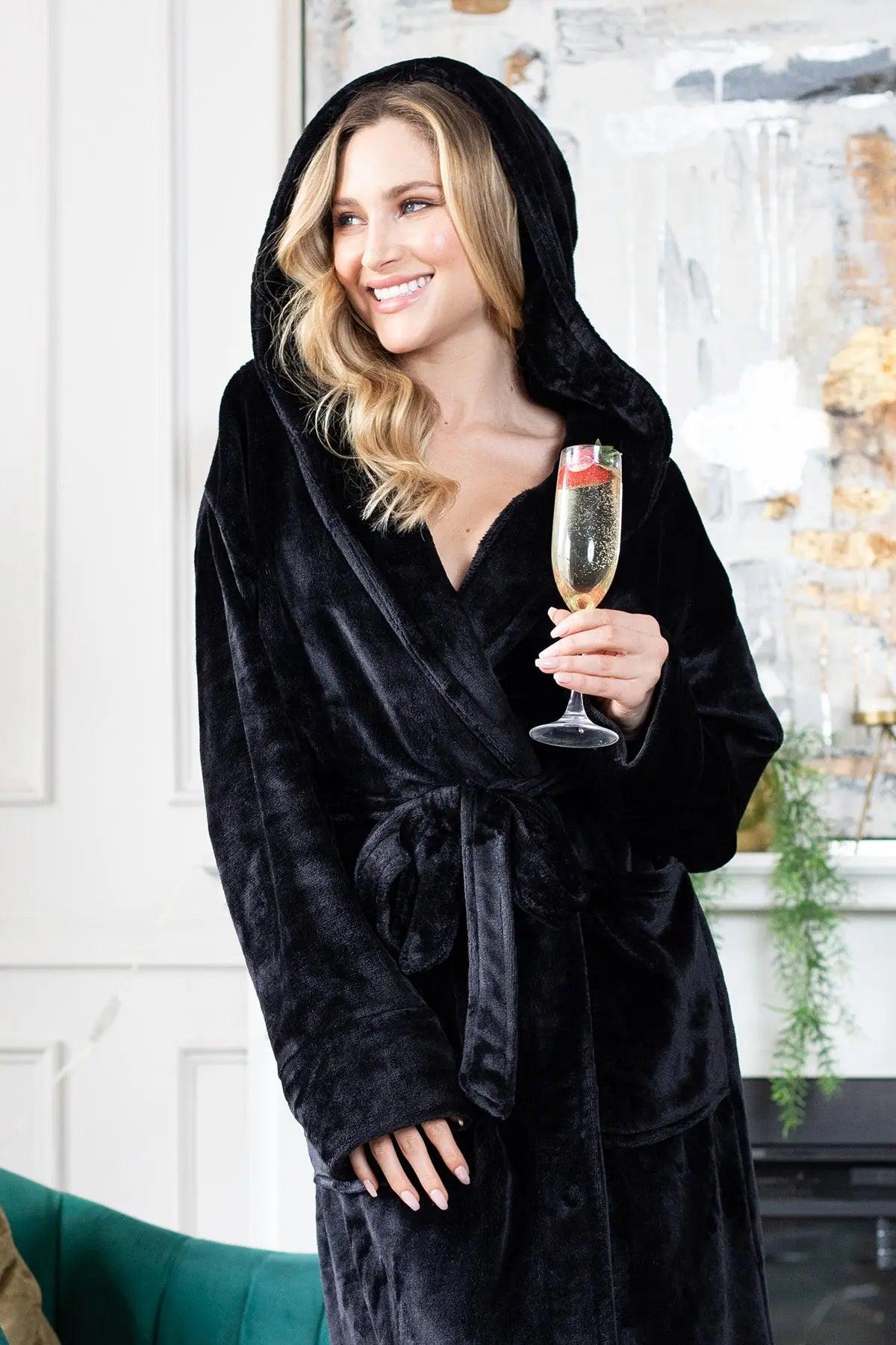 Hooded Plush Bathrobes for Women From Lotus Linen
