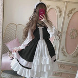 Alice in Wonderland Lolita Dress – Harajuku Fairycore Long Sleeve OP with Lace Trim From Kawaii Stop