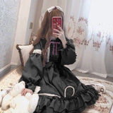 Alice in Wonderland Lolita Dress – Harajuku Fairycore Long Sleeve OP with Lace Trim From Kawaii Stop
