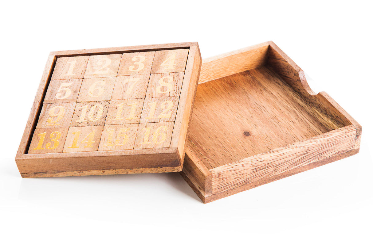 Wooden Magic Square Board - Fifteen Puzzle Game from Kubiya Games