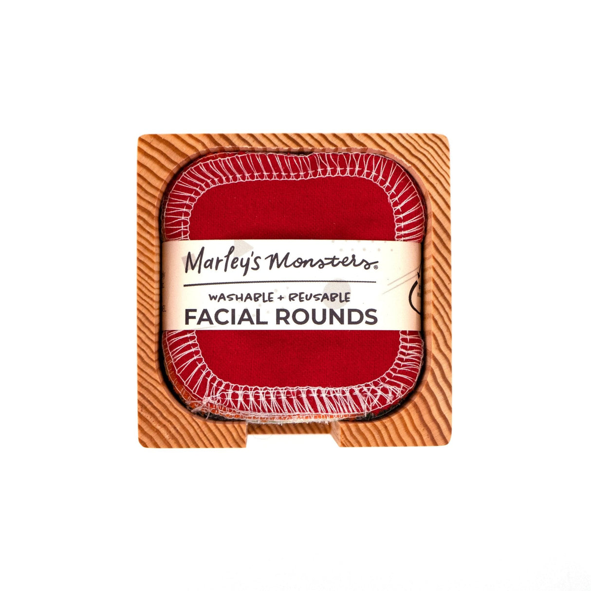 Wooden Facial Round Container with 20-Pack of Reusable Facial Rounds: Rainbow from Marley's Monsters