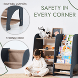 Wooden Montessori Shelves for Toddler 2in1: Bookshelf & Toy Shelving from Goodevas