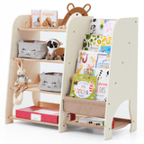 Wooden Montessori Shelves for Toddler 2in1: Bookshelf & Toy Shelving from Goodevas