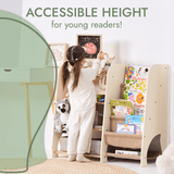 Wooden Montessori Shelves for Toddler 2in1: Bookshelf & Toy Shelving from Goodevas