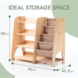 Wooden Montessori Shelves for Toddler 2in1: Bookshelf & Toy Shelving from Goodevas