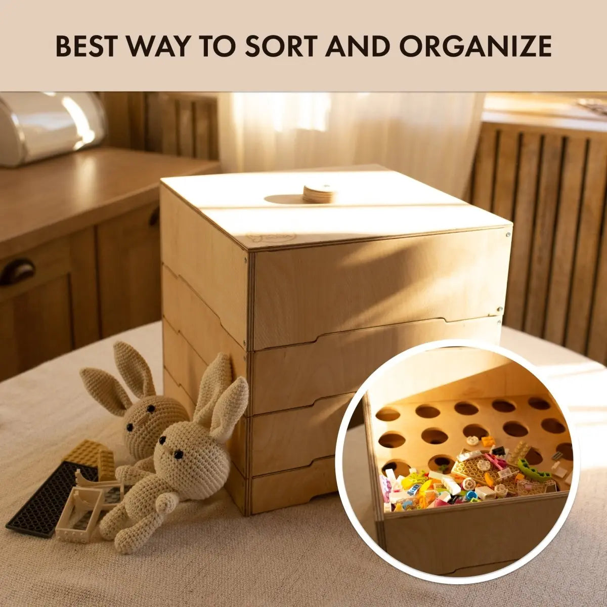 Wooden storage/sorter for constructor from Goodevas
