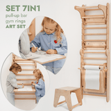 Wooden Swedish Wall / Climbing ladder for Children + Swing Set + Slide Board + Art Add-on from Goodevas