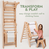 Wooden Swedish Wall / Climbing ladder for Children + Swing Set + Slide Board + Art Add-on from Goodevas