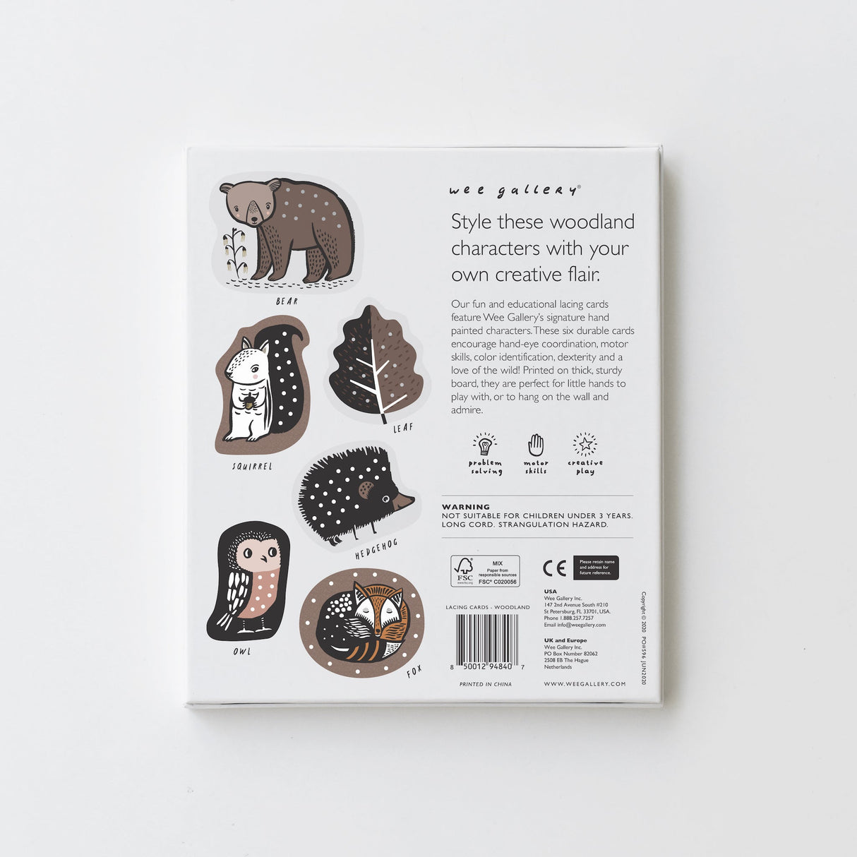 Lacing Cards - Woodland Animals From Wee Gallery