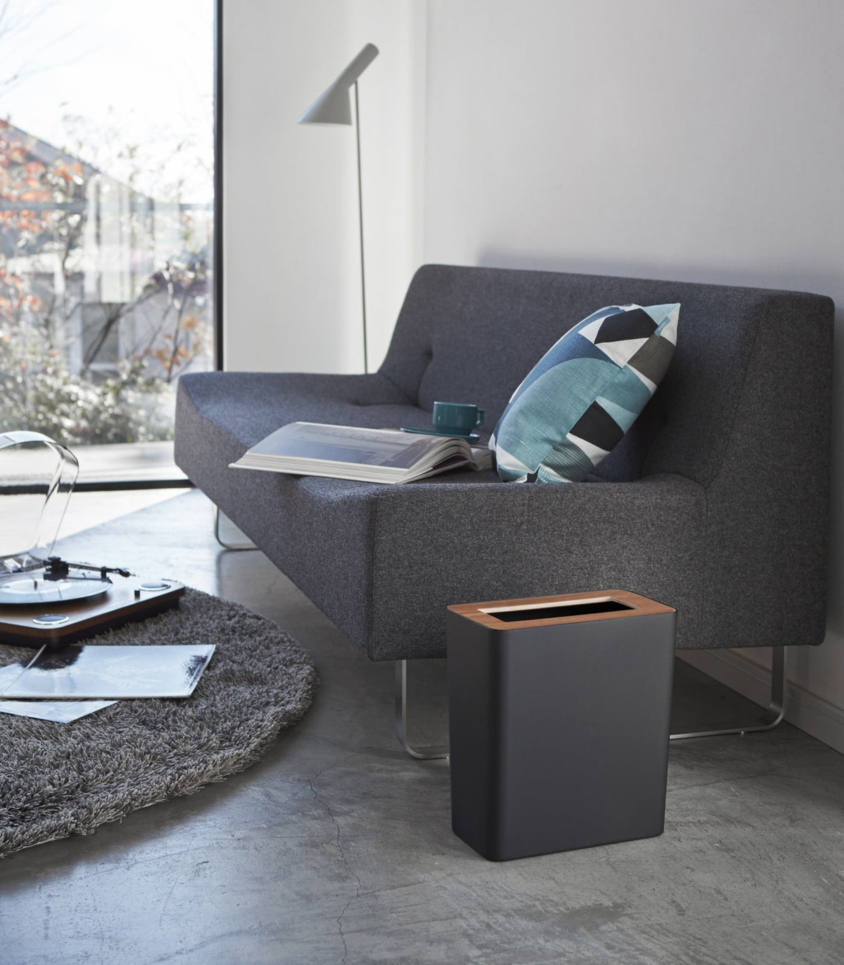Trash Can - Two Styles - Steel + Wood from Yamazaki Home