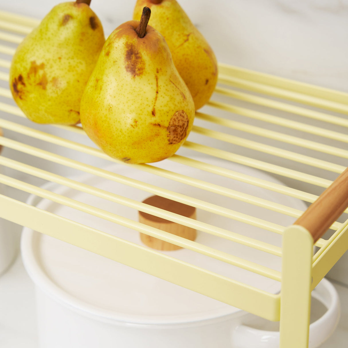 Countertop Wire Shelf - Steel + Wood - Yellow Pear from Yamazaki Home