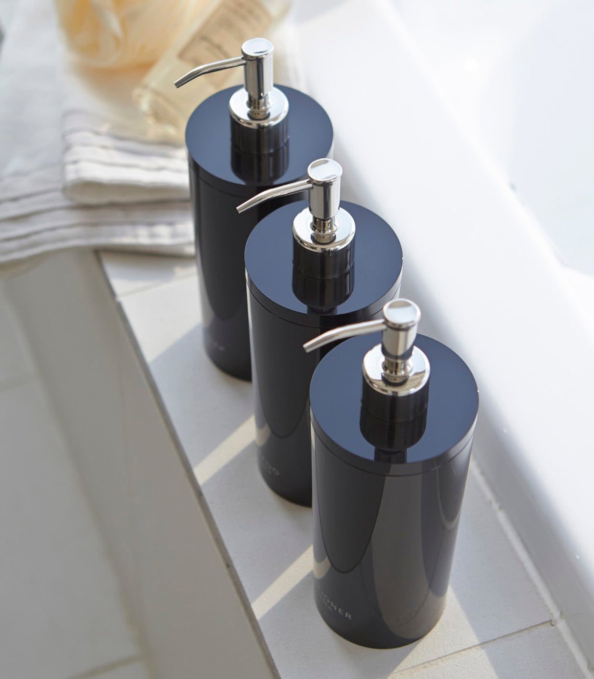 Round Dispenser Bundle - Shampoo, Conditioner, and Body Soap from Yamazaki Home