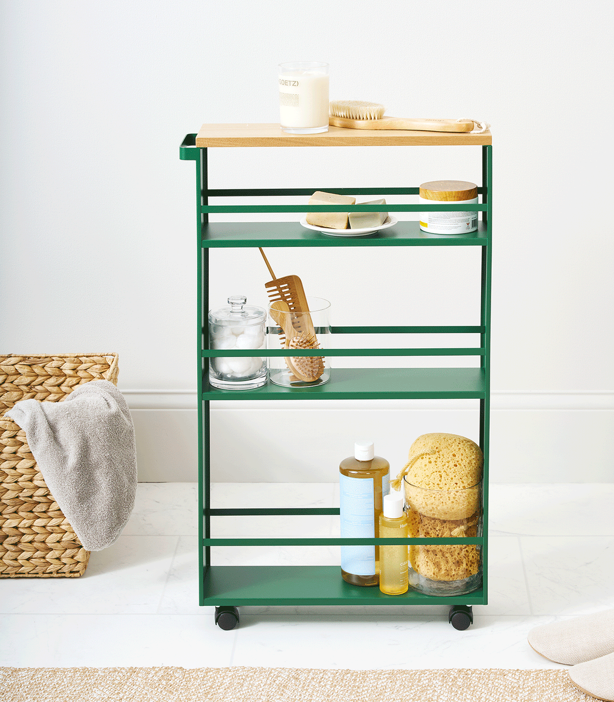 Slim Storage Cart (32" H)  - Steel - Forest Green from Yamazaki Home