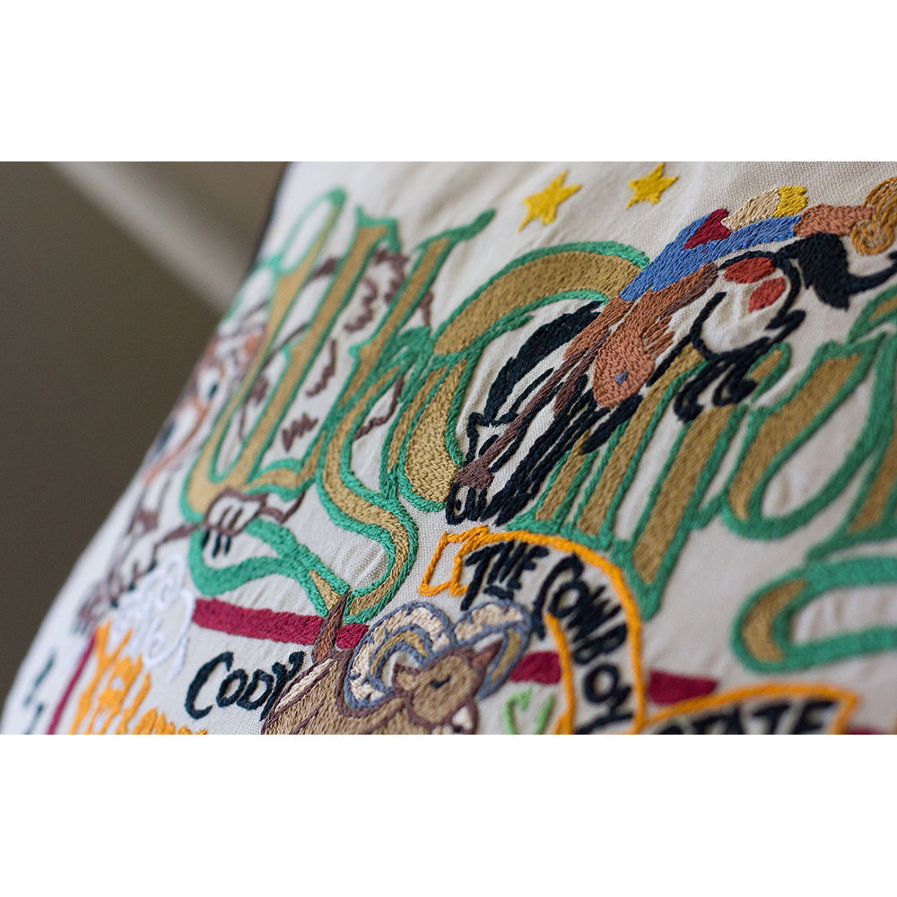 Wyoming Hand-Embroidered Pillow from Quirks!