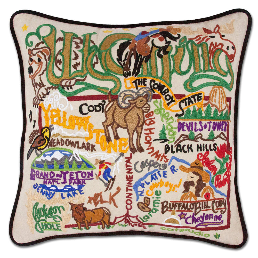 Wyoming Hand-Embroidered Pillow from Quirks!
