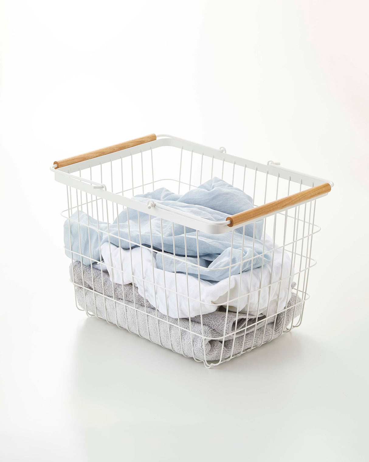 Wire Basket - Two Sizes - Steel + Wood from Yamazaki Home
