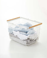 Wire Basket - Two Sizes - Steel + Wood from Yamazaki Home