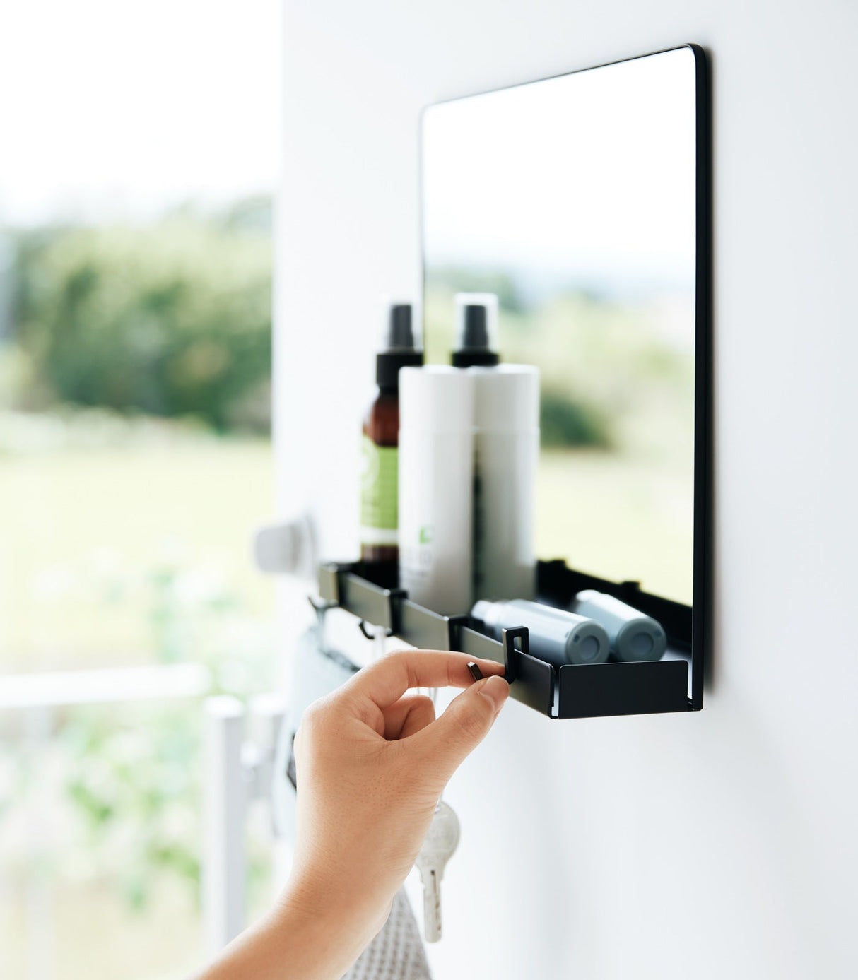 Magnetic Mirror with Storage Rack - Glass from Yamazaki Home