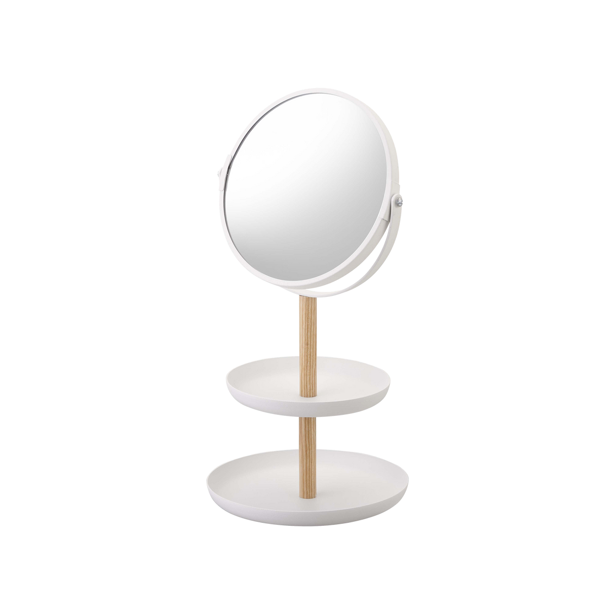 Two-Tier Jewelry Tray With Mirror - Steel + Wood from Yamazaki Home